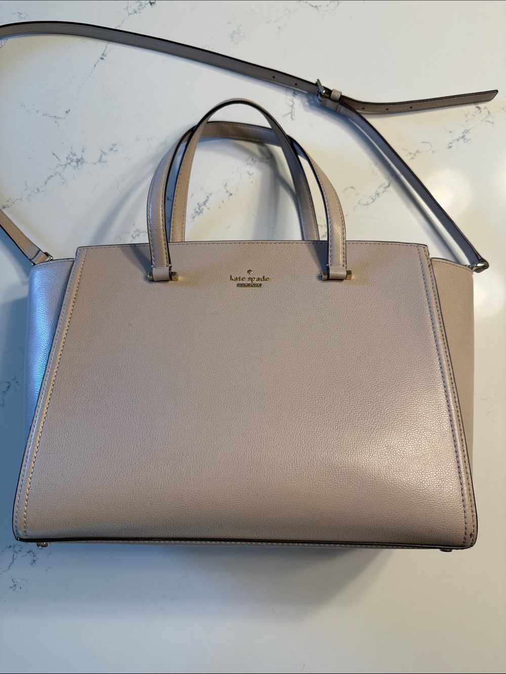 kate spade Pebbled Leather Shoulder Satchel in Blush